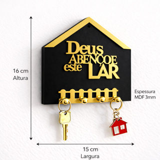 Porta Chaves em MDF Decoração com 4 Ganchos e Fita Dupla Face em Oferta na Shopee