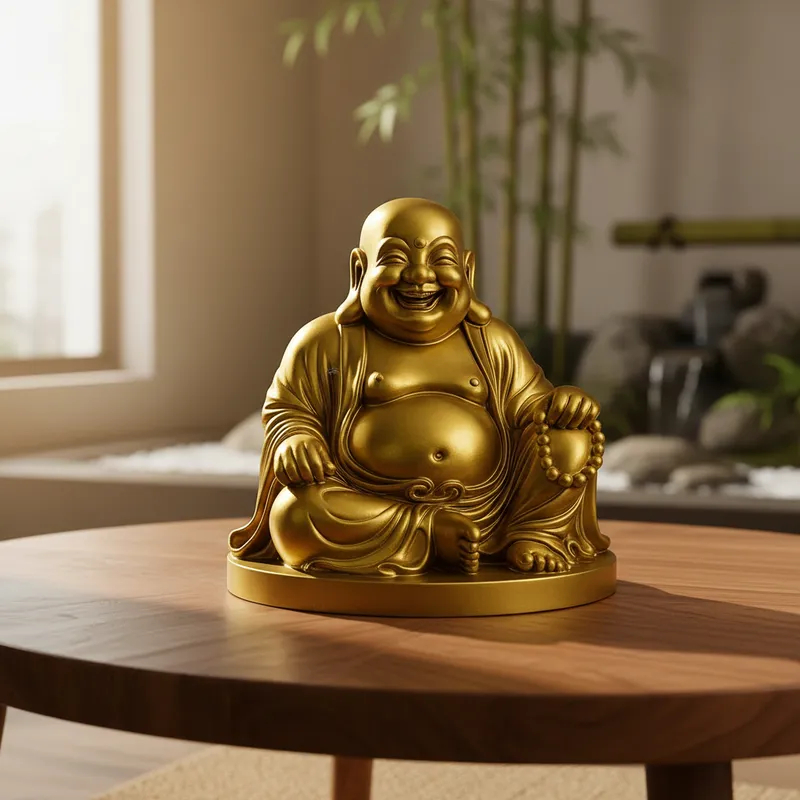 Imagem Escultura Estatua Buda Sorridente Fartura Alegria Decoração