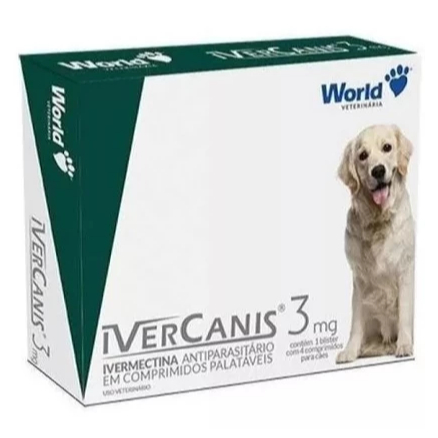 Ivercanis 3mg C/4 comprimidos - Remedio para carrapato, antiparasitario World Veterinaria