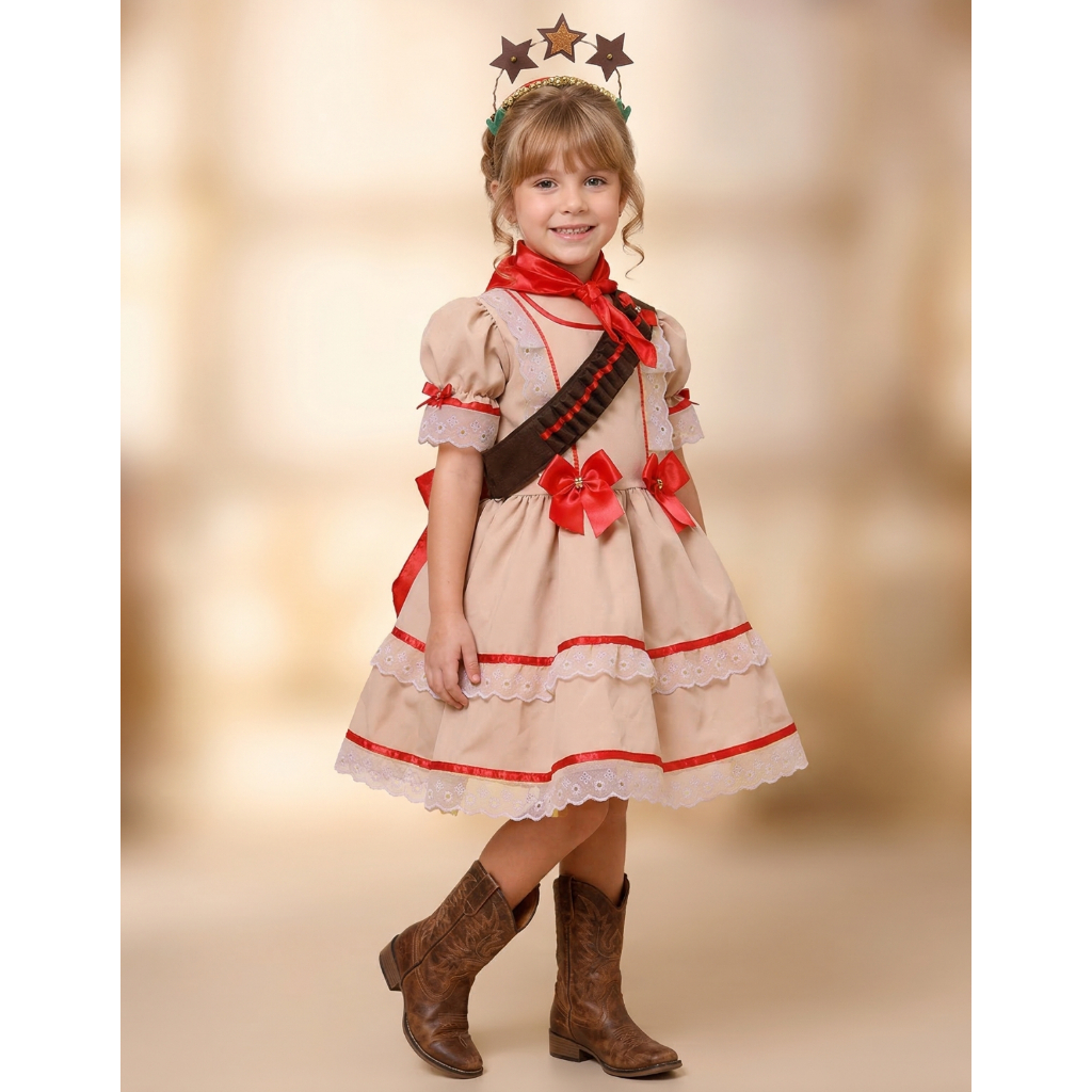 Fantasia Infantil Festa Junina Maria Bonita Vestido Cangaceira São João Menina 1 ao 10