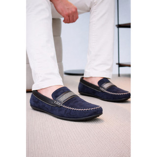 Mocassim Sapato Casual Masculino Camurça Gorgorão Azul Marinho Dockside Conforto Envio Rápido