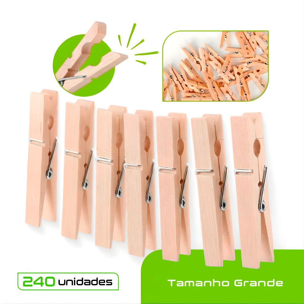 Prendedor de Roupas Pregador de Madeira Reforçado para Varal e Artesanato Grande em Oferta na Shopee