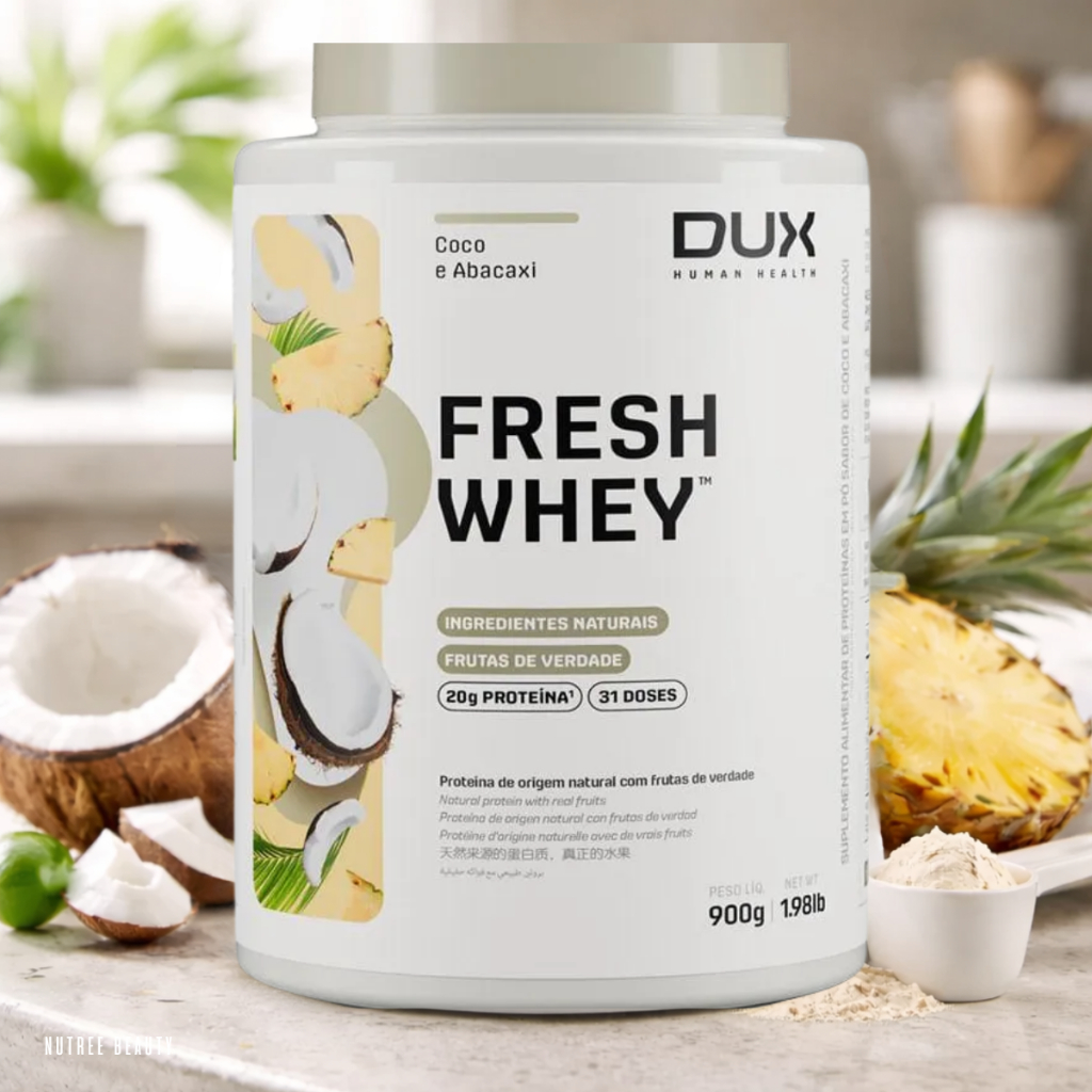 Freshwhey 900g Whey Protein Dux Nutrition Pós Treino Coco e Abacaxi