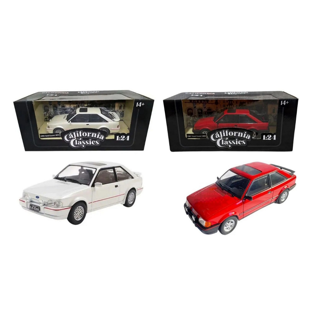 Ford Escort XR3 Veículo em Miniatura 1992 e 1987 California Classics 1:24