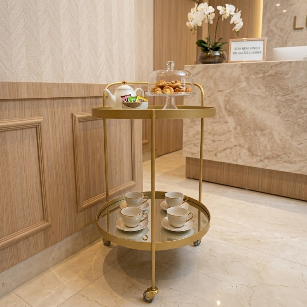 Carrinho Lopazzi Dourado C/ Espelho chá Bar Decorativo Cantinho do Café Hotel Sala Bebidas Casa Cozinha
