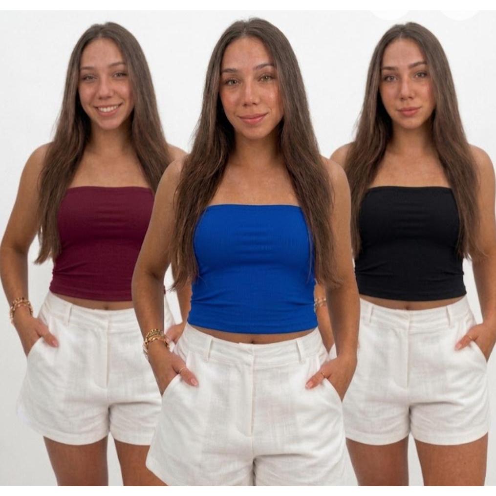 kit 3 Top Tube Básico Feminino Tomara que Caia Tubinho suplex em Oferta na Shopee