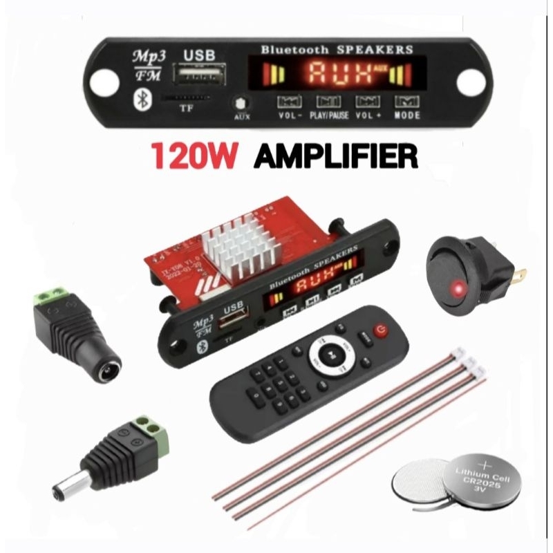 Placa Decodificadora Bluetooth Amplificada 2x60W AUX TF USB FM