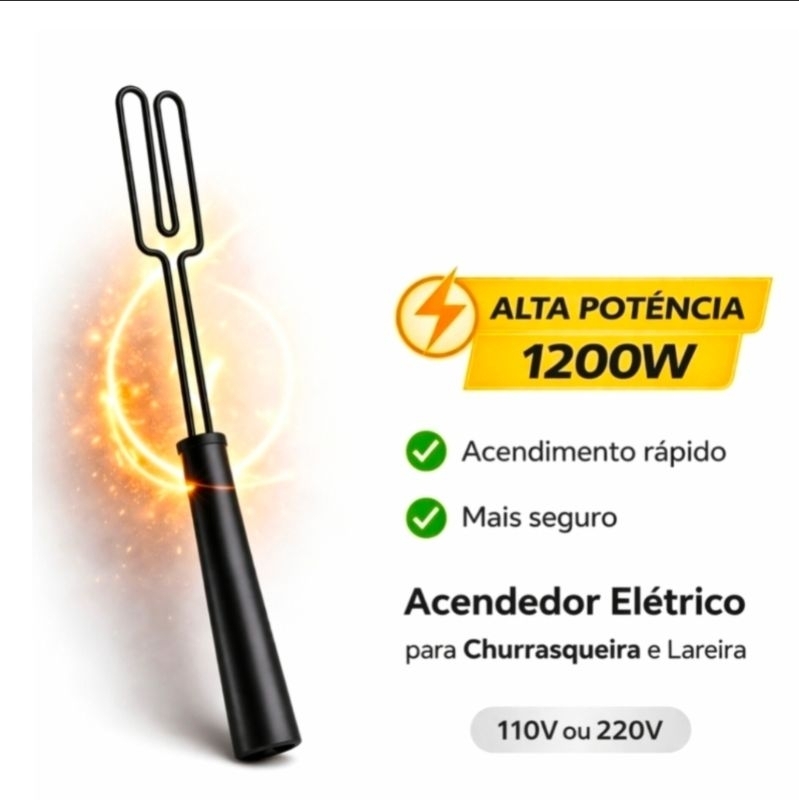 Acendedor Elétrico  para Churrasqueiras e Lareiras. Acenda Sem Esforço e em minutos!