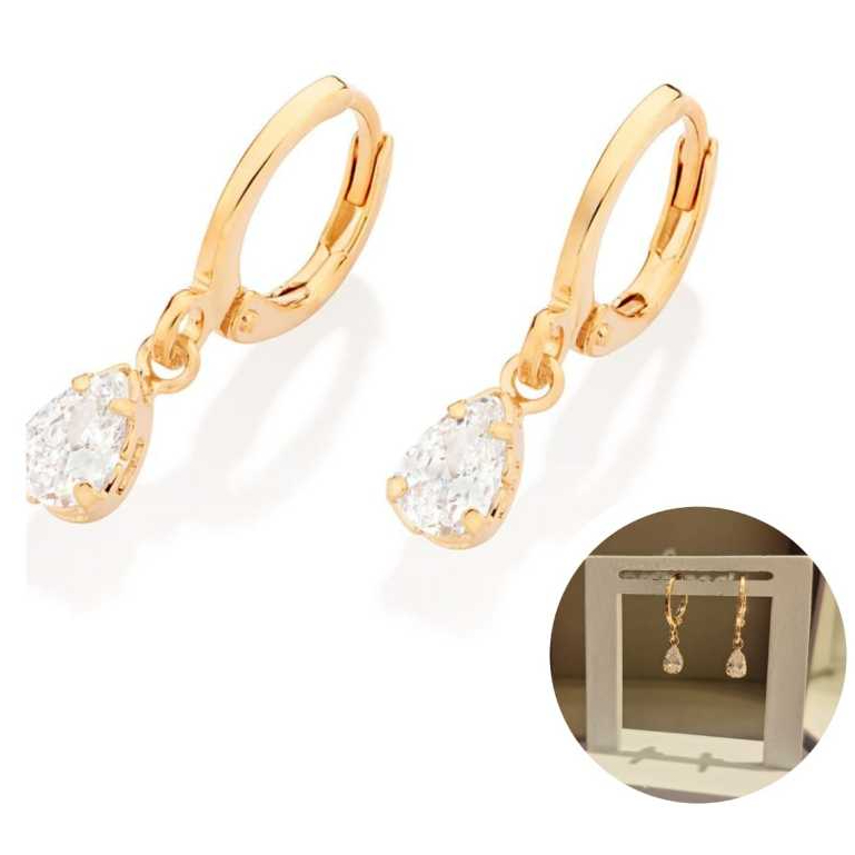 Brinco Argola Com Zircônias Branco Brilhante Folheado a Ouro 18k 527237 Rommanel
