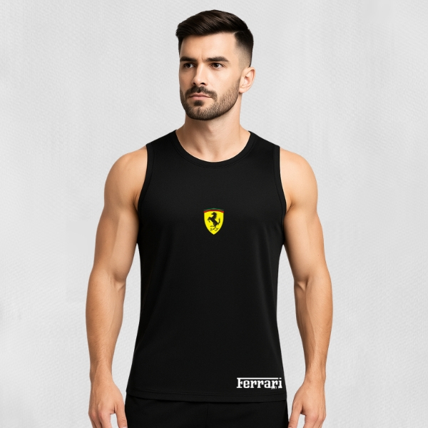 Regata Dry Fit Masculina - FERRARI 02 - Academia Corrida Tecnologia Dry Fit Elasticidade Superior Conforto Térmico