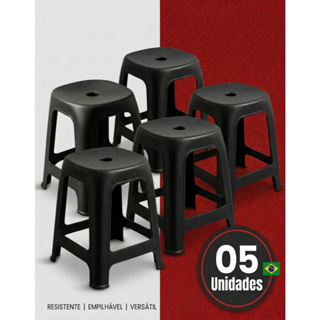 Banqueta De Plástico Reforçada Preta Multiuso Suporta Até 120kg em Oferta na Shopee