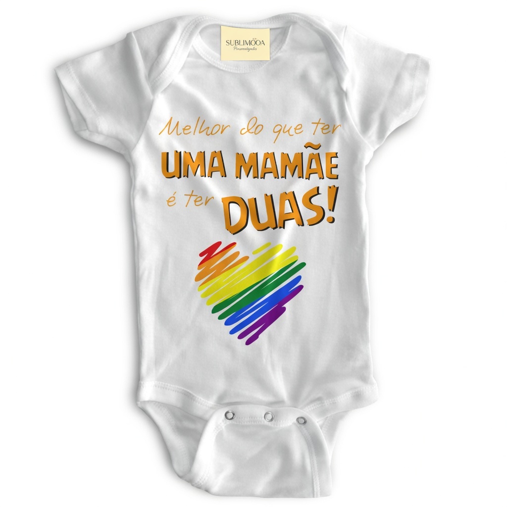 🌈 Body Bebê Personalizado - Melhor do Que Ter Uma Mamãe é Ter Duas! - Poliéster + Elastano 💖✨ em Oferta na Shopee