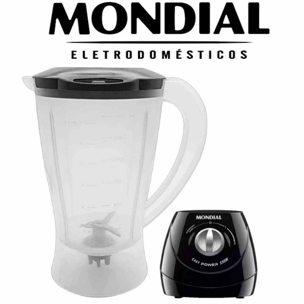 COPO JARRA DE LIQUIDIFICADOR MONDIAL EASY POWER PRETO 550W TRANSLUCIDO