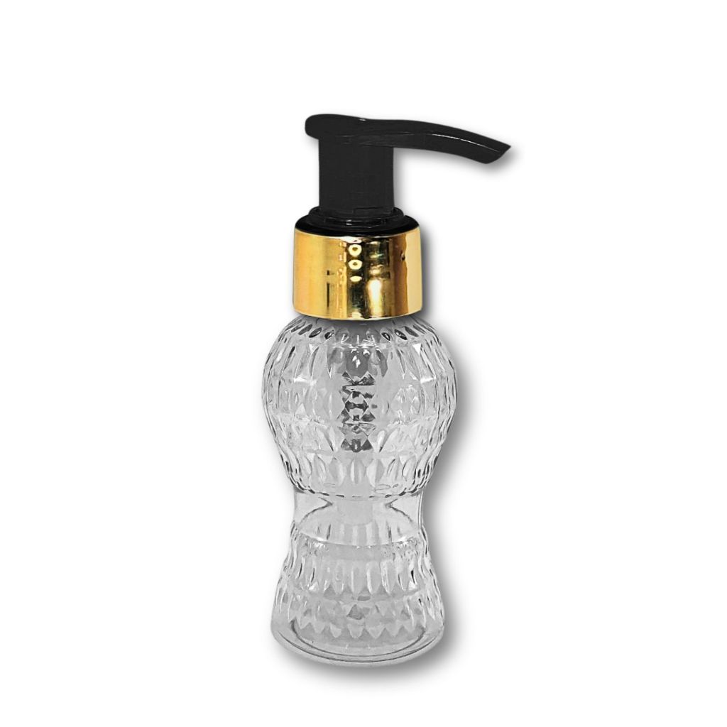 FRASCO 45mL CINTURINHA  PUMP PRETA E  DOURADO PARA LIMPEZA SABONETEIRA ALCOOL EM GEL, LEMBRANCINHA