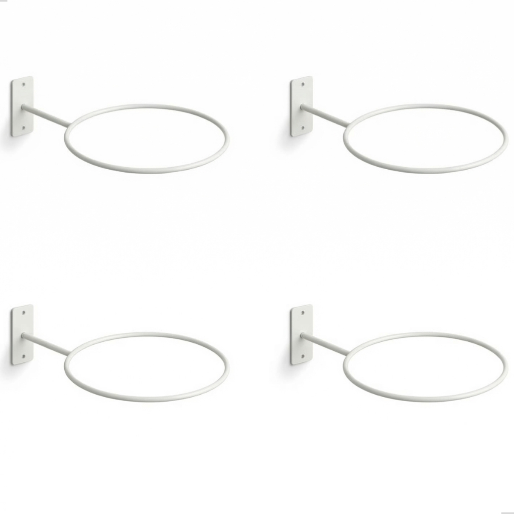 Suportes de Parede para Bola de Pilates ou Bola Suíça Branco Kit 4