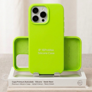 Capa Case capinha cor verde neon  Premium silicone case aveludada dentro iPhone 5SE 11 12 13 14 15 ao 16 PRO MAX em Oferta na Shopee
