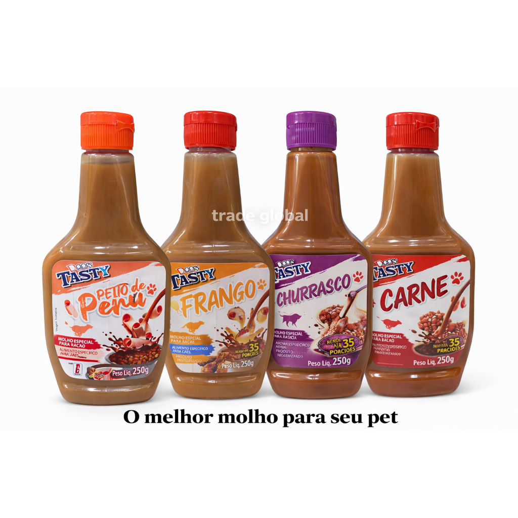 KIT C/ 4 MOLHOS ESPECIAIS PARA RAÇÃO DA TASTY DOOGS PARA PET 250G em Oferta na Shopee