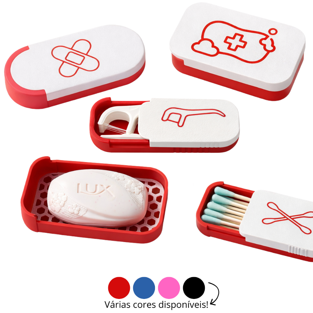Estojos Organizador Portátil Bolsa Viagem Curativos Esparadrapo Band Cotonete Saboneteira Fio Dental Compacto Kit Viagem