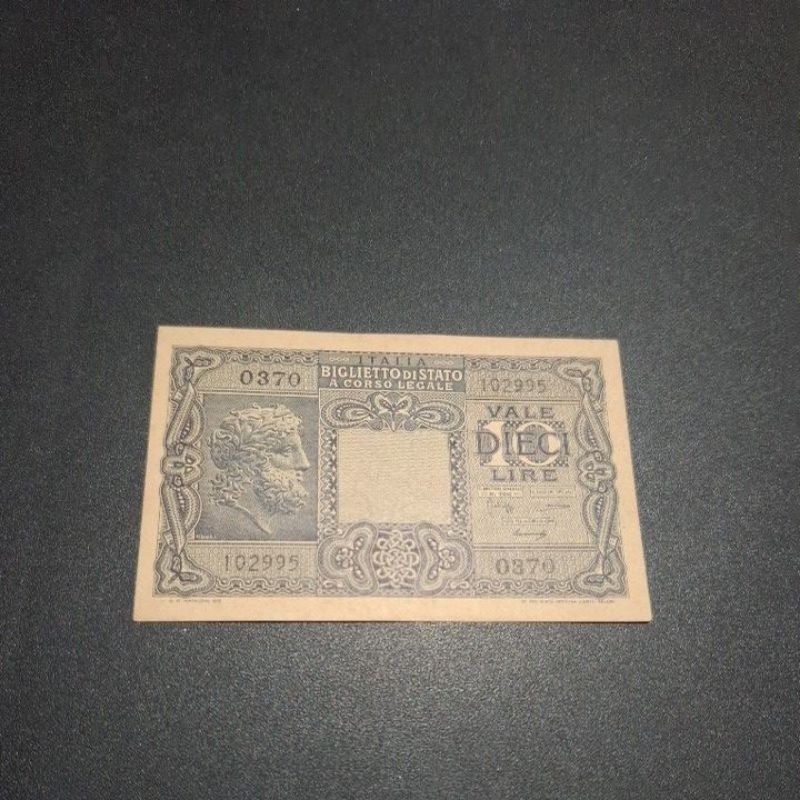 Cédula Difícil 10 Lira 1944 Itália - FE