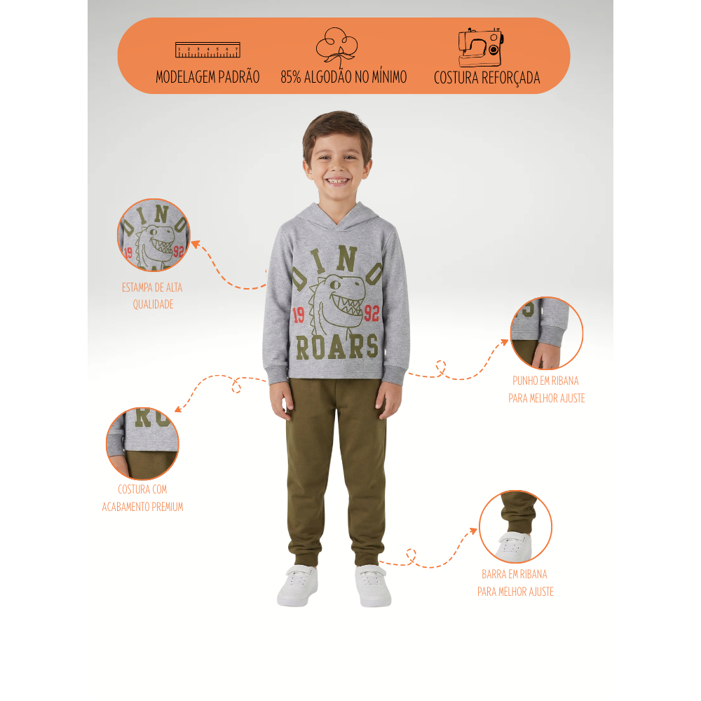 Conjunto Moletom Masculino do 1 ao 16/Quentinho/Cores Sortidas / Modelo Premium