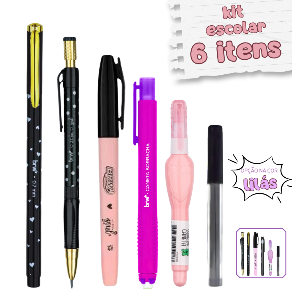 Kit Escolar Canetas Lapiseira Borracha Corretivo Grafites em Oferta na Shopee