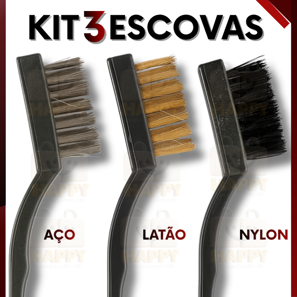 Kit Escovas Para Limpeza Pesada com Cerdas de Aço Latão e Nylon Uso Profissional em Oferta na Shopee