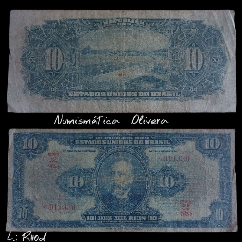 L.: R110d - Cédula antiga Brasil 10 mil réis 1942
