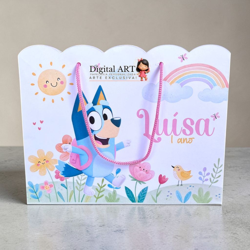 Sacolinha Bluey Personalizado | Sacolinha | Lembrancinha Aniversário Bluey e bingo PEGUE E MONTE