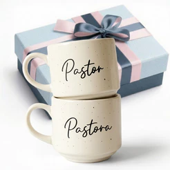 Kit com 2 Xícaras para Presente Pastor e Pastora - Sem Nome Personalizado - 180 ml
