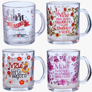 KIT 10 CANECAS 320 MÃES VIDRO em Oferta na Shopee