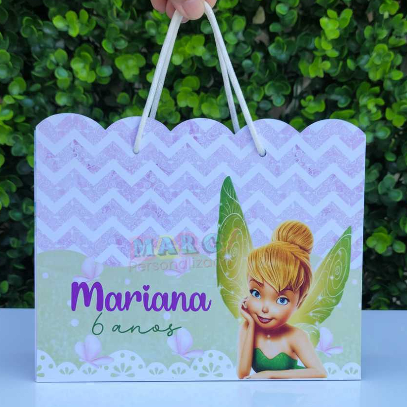 Kit Sacolinha Papelaria Personalizada Sininho  Sacola de Lembrancinha para Festa Aniversário