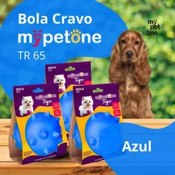 3 Bola Cravo MACIÇA MyPetOne Azul 65mm Brinquedo RESISTENTE Para Cães