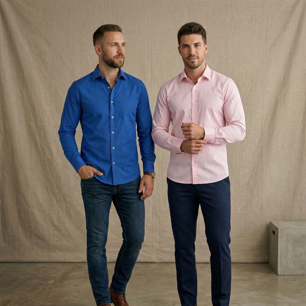 Kit 2 Camisas Sociais Manga Longa Slim Fit Premium Estruturada