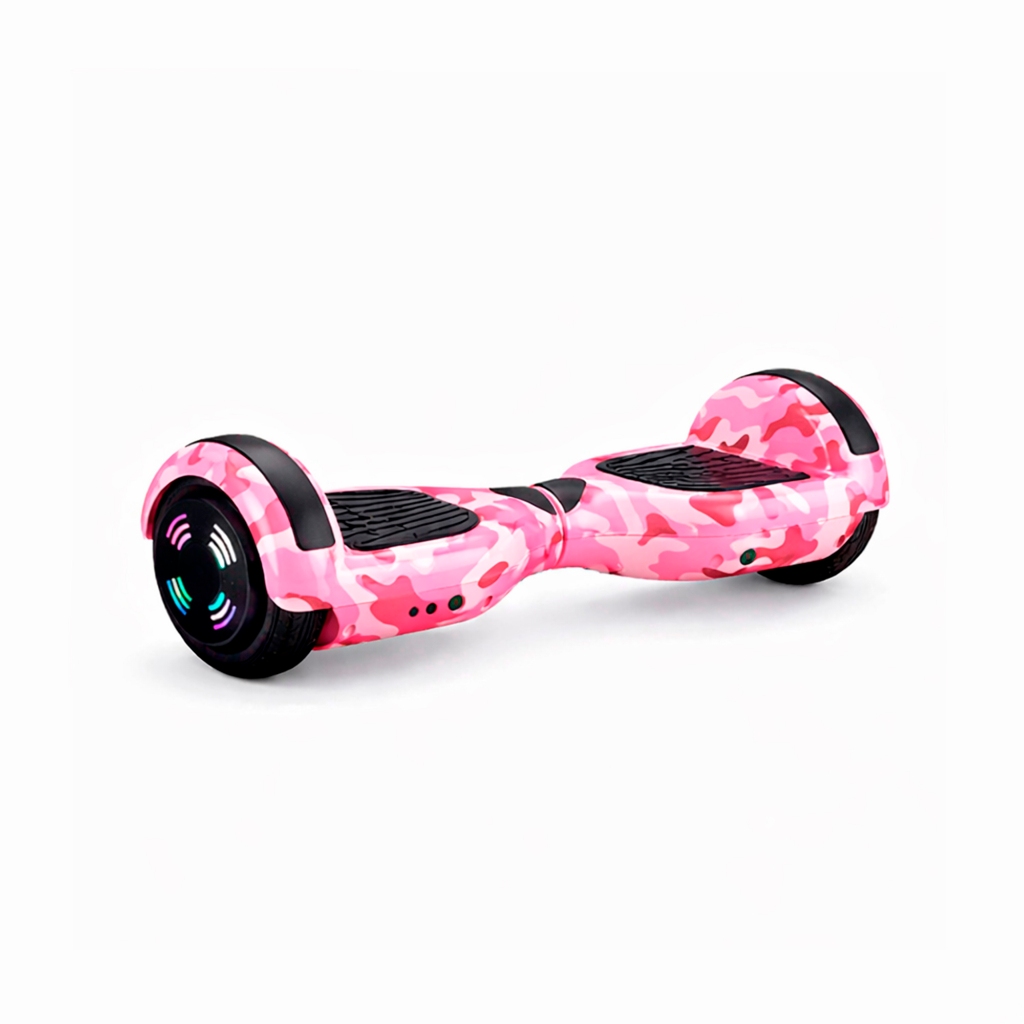 Hoverboard Skate Elétrico 6.5 Led Bluetooth Rosa Camuflado
