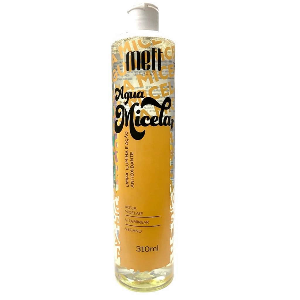 AGUA MICELAR METT 310 ML VITAMINA C VEGANO LIMPA ILUMINA E ACAO ANTIOXIDANTE