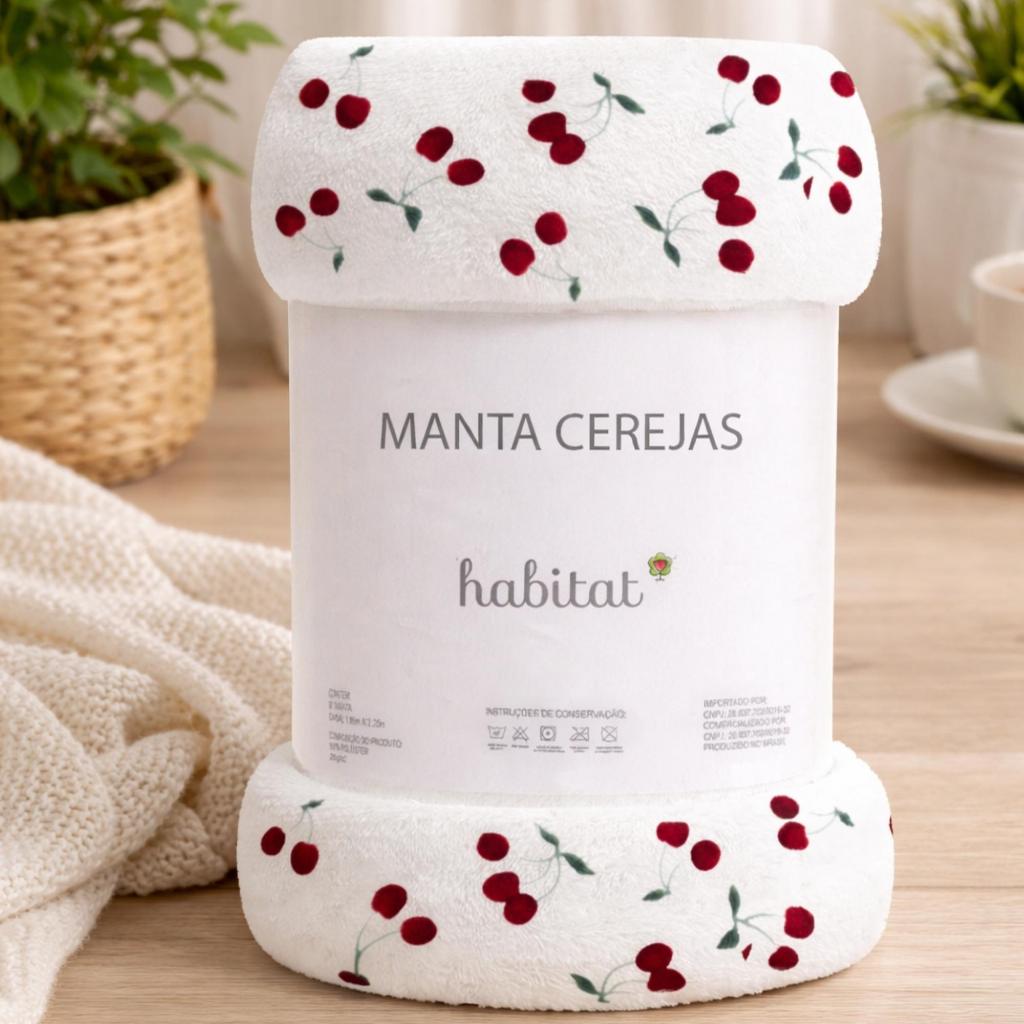 Manta Cobertor Microfibra Casal Queen Super Quentinha Toque Macio Cereja Habitat