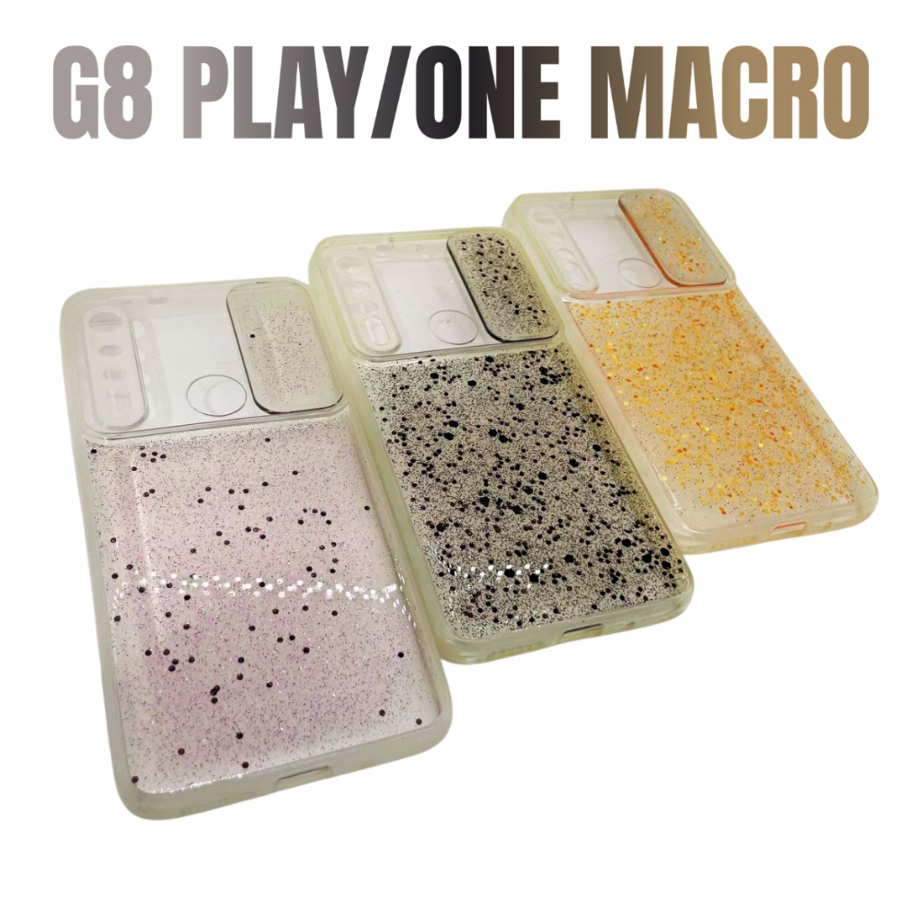 Capa Capinha de celular compatível com Moto G8 Play e Moto One Macro com Proteção de Câmera Glitter