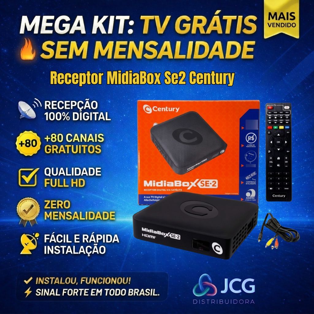 Receptor Via Satélite Century Midiabox Se2 Hdmi Hd 43w Preto em Oferta na Shopee