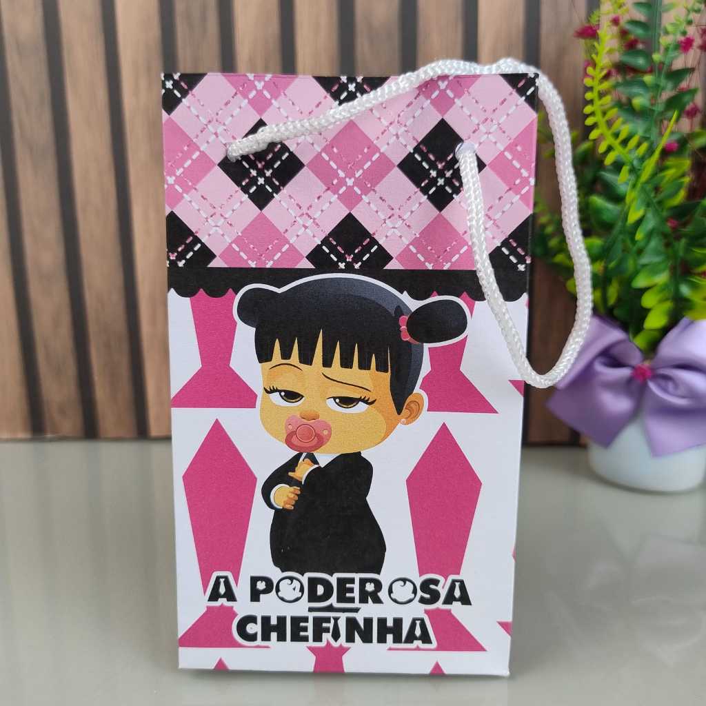 Sacolinha Surpresa Poderosa Chefinha Lembrancinha de Aniversário Tamanho P 16x9,5cm  |