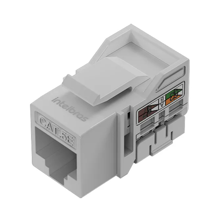 Conector RJ45 Fêmea 90º Keystone Jack CAT6 Intelbras