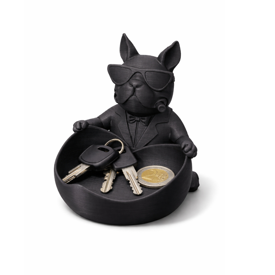 Porta Chaves Bulldog Luxo com Bandeja Organizador de Mesa para Chaves e Moedas Decoração Moderna