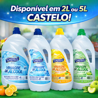 Vinagre de Álcool Acidez 6% Castelo 2 ou 5 litros - Maça Verde/Álcool/Citrus em Oferta na Shopee