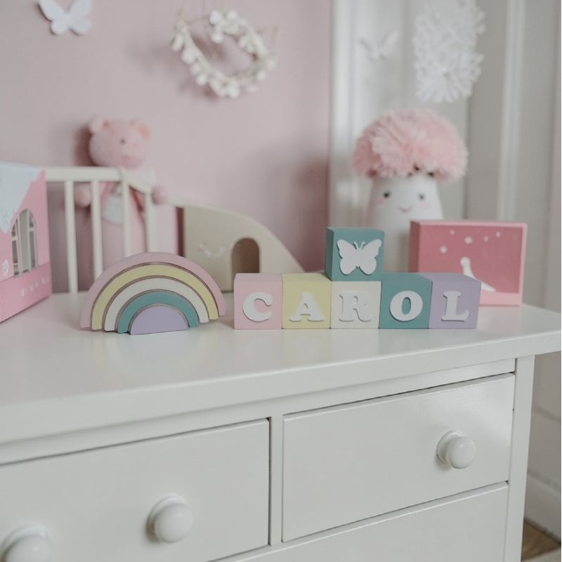 Decoração cubos + arco íris decoração infantil adorno / enfeite de mdf