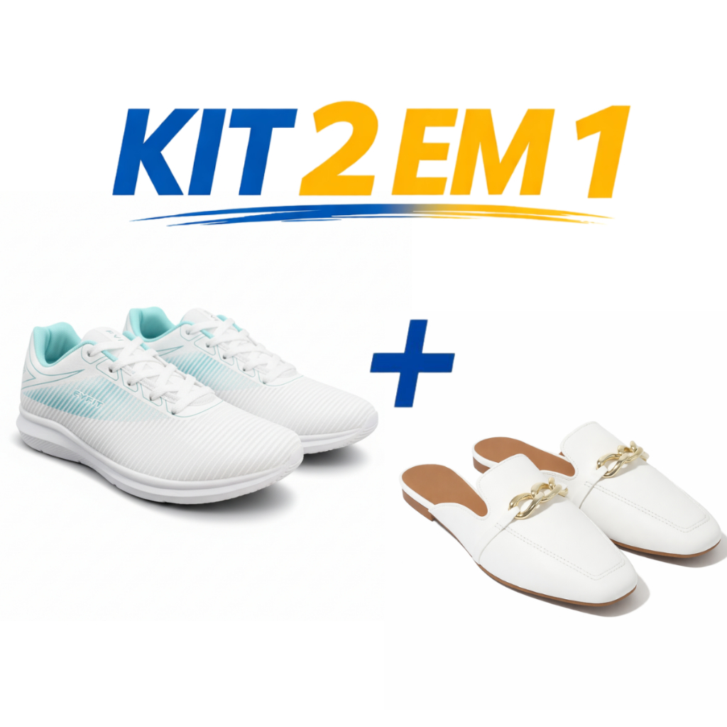 Tenis Esportivo Feminino Academia Corrida Macio Confortavel Leve+Mule Sapatilha Bico Quadrado Elegante
