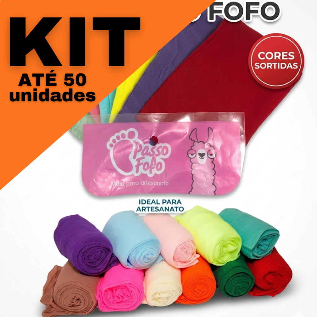 Meias de Seda Passo Fofo Kit 10/20/50 p/ Artesanato Flores, Bonecas e Laços Cores Sortidas Atacado