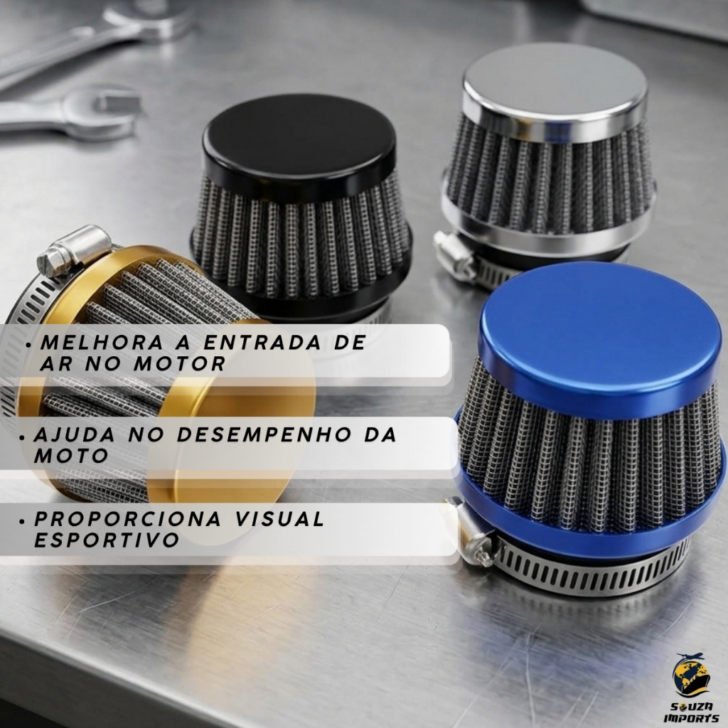 Filtro De Ar Moto Esportivo Reto Universal 35mm 42mm Filtro Do Grau Lavavel Para Titan Fan Biz Pop 100 125 150 · foto 2