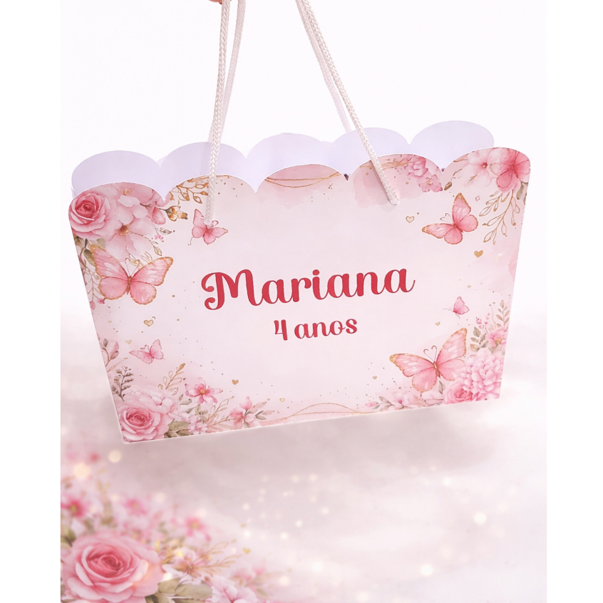 Sacolinhas personalizada festa /lembrancinha jardim borboletas PEGUE E MONTE/ Envio Rápido