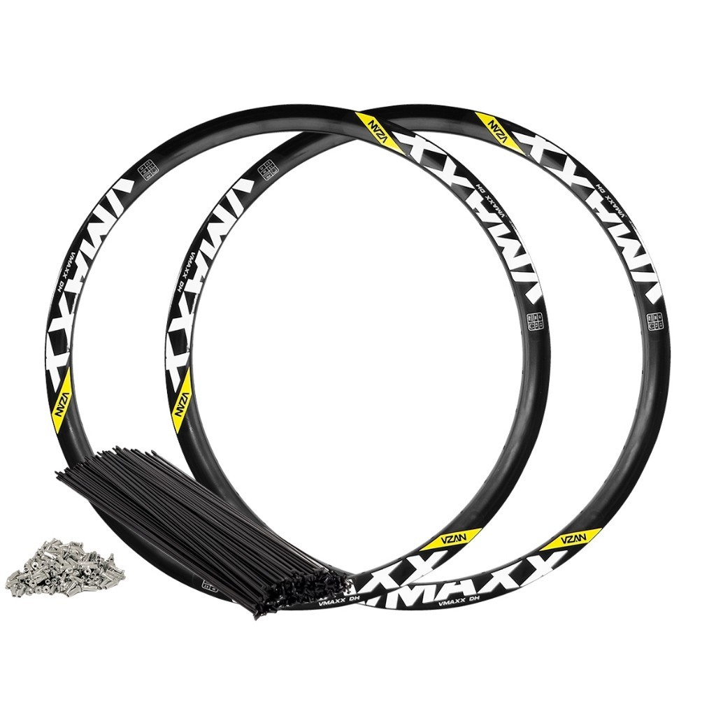 KIt Bike Rodas Par de Aro 26 Freio a Disco 36F C/ Raios Pretos 72unid 2,51mm Nipples Aero em Aluminio