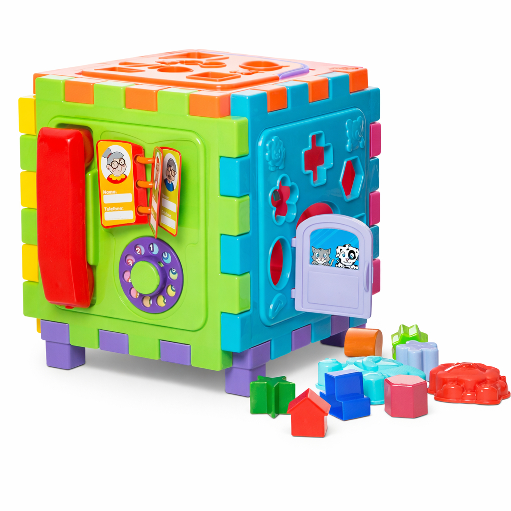 Brinquedo Educativo Infantil Cubo Didático Gigante Vira Tapete Pedagógico Encaixe Montar