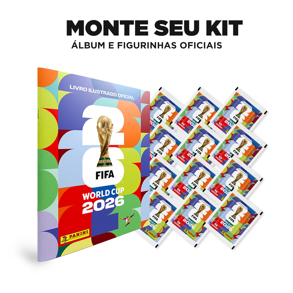 Coleção Copa do Mundo 2026 - Monte Seu Kit com Álbuns e Envelopes de Figurinhas